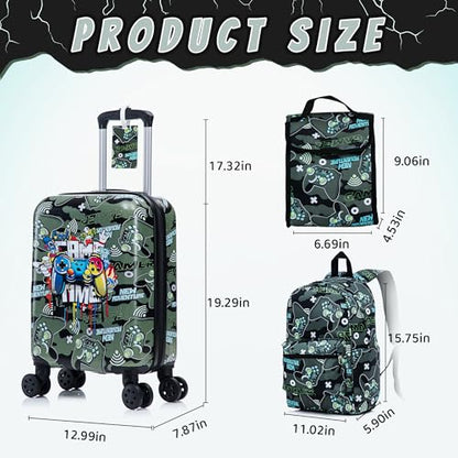 16’’ Kid’s Luggage Set with Spinner Wheels, Hardside with Suitcases,6 Piece | Carry on Luggage, Travel Rolling Luggage Airline Approved Suitcase Set with Spinner Wheels Girls Boys - color: Joystick