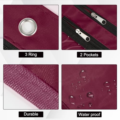 YoeeJob 2 Pack 1 Inch Expandable Zipper Pencil Pouches with Clear Window for 3 Ring Binder, Suitable for School & Office（Wine-red） - color: Wine-red