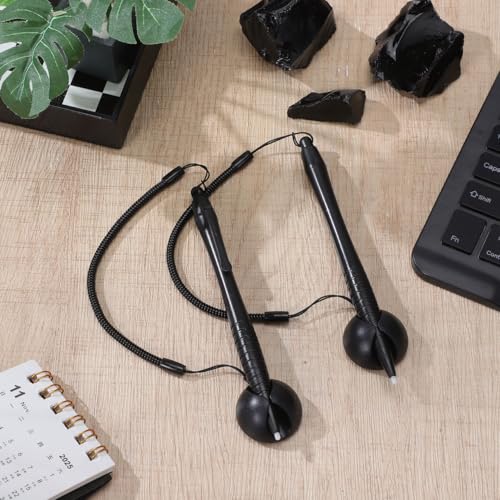 2 Pcs Resistive Stylus Pen Spring Rope, Black ABS Silicone 4.91x0.28 Inch, Hard Tip Touchscreen Navigation POS Machine Industrial Control