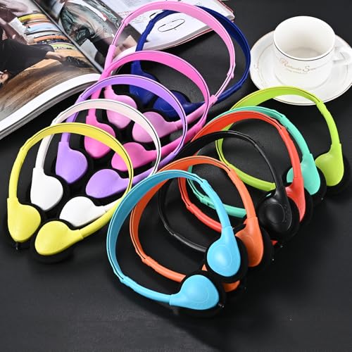CN-Outlet 100 Pack Classroom Headphones Bulk for Kids School Class Set Headsets for Students Teens Toddler Children and Adults, Wholesale Wired Earphones-Upgrade 10 Mixed Colors - color: Mixed Colors, size: 100 PACK