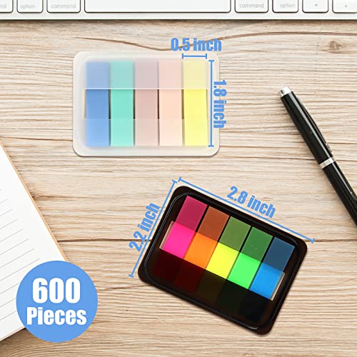 600 Pieces Sticky Index Tabs Page Flags, ALOTCHE Transparent Sticky Notes with Box Book Sticky Tabs for Annotating Books Page Marks Bookmarks Classify File - style: Sticky Tabs 600 Sheets