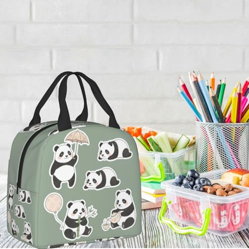 Panda Lunch Box - Insulated Lunch Bags for Women/Men Little Panda Collection Reusable Lunch Tote Bags, Perfect for Office/Camping/Hiking/Picnic/Beach/Travel - color: Panda