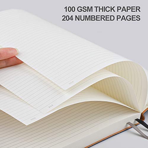 AHGXG B5 College Ruled Notebook Softcover Journals (2-Pack) Large Composition Notebook 7.6 x 10 inch with Thick 100gsm Lined Paper, Total 408 Numbered Pages, Black Brown - color: Blackbrown, size: B5