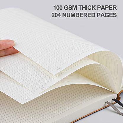 AHGXG B5 College Ruled Notebook Softcover Journals (2-Pack) Large Composition Notebook 7.6 x 10 inch with Thick 100gsm Lined Paper, Total 408 Numbered Pages, Black Brown - color: Blackbrown, size: B5