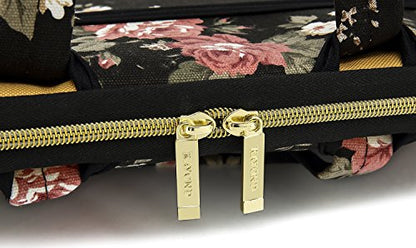 kayond Black C Rose Patten water resistant Laptop Shoulder Messenger Bag Case Sleeve for 15 Inch 15.6 Inch Laptop,Laptop Briefcase - color: Black C Rose, size: 15-15.6 Inch