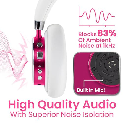 Puro Sound Labs Kids Wireless Headphones – Volume-Limiting 85dB, Built-In Mic, Studio-Grade Sound, 20-Hour Battery Life, Comfortable Fit & Easy to Connect Kids Bluetooth Headphones – BT2200 Plus, Pink - color: Pink