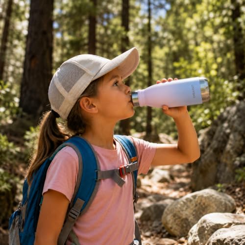 CHILLOUT LIFE 12oz Kids Insulated Stainless Steel Water Bottle, Leak Proof | Small Metal Water Bottle, Keeps Drinks Cold 24H & Hot 12H, Leak-Proof Screw Lid, Perfect for School, Travel & Sports - color: Cotton Candy