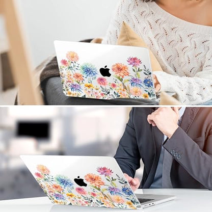 TWOLSKOO for MacBook Air 13 inch Case M5 2026 M4 2025 M3 M2 2024-2022 A3449 A3240 A3113 A2681, Plastic Hard Shell & Keyboard Cover & Screen Film for MacBook Air 13.6 inch Case, Beautiful Flowers - color: Beautiful Flowers D020
