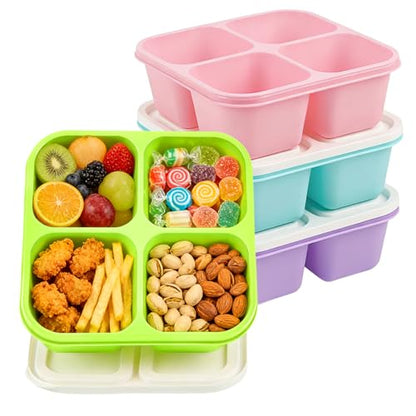 4 Pack Snack Containers Bento Box Adult Lunch Box,Meal Prep Container, Reusable Food Storage lunch Containers Stackable for Work, Travel and Gym (Grass Green, Pink, Green, Purple) - color: Grass Green, Pink, Green, Purple