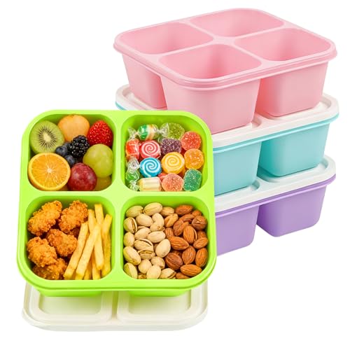 4 Pack Snack Containers Bento Box Adult Lunch Box,Meal Prep Container, Reusable Food Storage lunch Containers Stackable for Work, Travel and Gym (Grass Green, Pink, Green, Purple) - color: Grass Green, Pink, Green, Purple