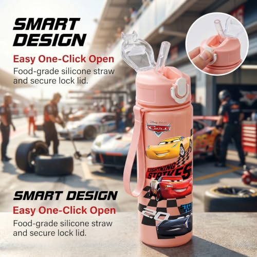 Cartoon Huntrix Water Bottle for Girls, 25oz Leak Proof with Straw Lid, Gifts for Girls (Cars) - color: Cars