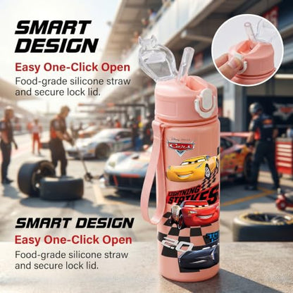 Cartoon Huntrix Water Bottle for Girls, 25oz Leak Proof with Straw Lid, Gifts for Girls (Cars) - color: Cars