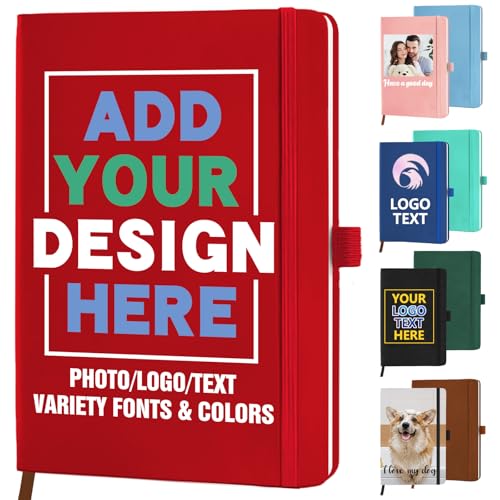 STREADVE Personalized Journal Notebook with Logo Photo Custom Journaling Notebook for Women Men College Ruled Notebooks Design Leather Lined Journals Gift for Work School Business Church - color: Logo/Text/Photo-Printed