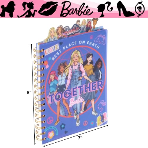 Barbie Tab Journal Notebook, Spiral Bound, 96 Lined Pages, 8 x 7 inches, Purple - style: Barbie