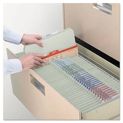 Smead Pressboard Classification File Folder with SafeSHIELD Fasteners, 1 Divider, 2" Expansion, Letter Size, Gray/Green, 10 per Box (13776) - color: Gray/Green