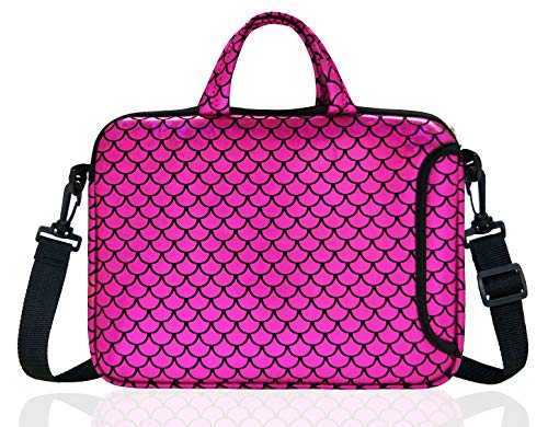 15.6-Inch Laptop Shoulder Carrying Bag Case Sleeve For 14" 15" 15.6 inch Macbook/Notebook/Ultrabook/Chromebook, Mermaid Scale - color: Purple