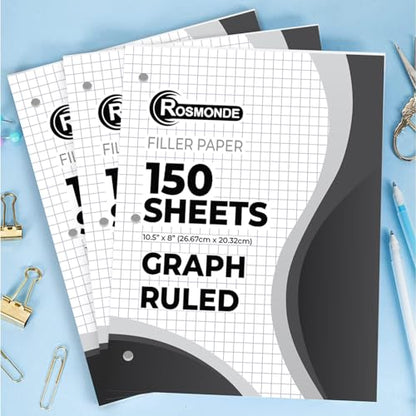 Rosmonde Graph Paper Bulk, 576 Pack(Pallet), 86400 Sheets, 4x4, Pallet of Loose Leaf Paper, 8" x 10.5", Bulk Graphing Paper, 3 Hole Punched for Binders, Grid Paper, Quad Ruled Papers, 4-7 Days Transit - size: Express Pallet (86K Sheets)