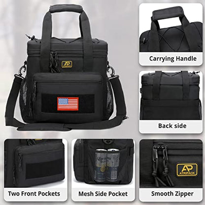 ATRIPACK Lunch Box for Men, Tactical Lunch Bag MOLLE Webbing Leakproof Insulated Large Lunch Cooler Women Adult Meal with Adjustable Shoulder Strap Durable Lunch Pail (Black) - color: Black, size: Large
