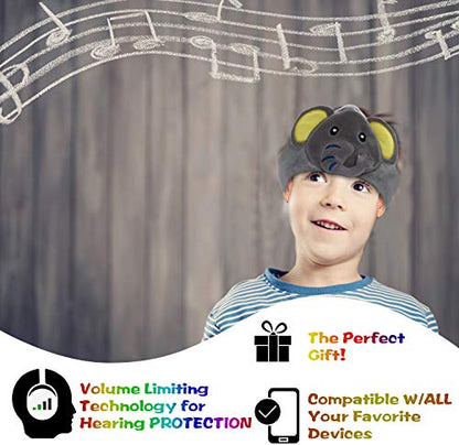 Contixo H1 Kids Headphones, 85dB Volume Limiting with Adjustable Speakers Soft Children Fleece Headband Toddler Headphones - style: Elephant