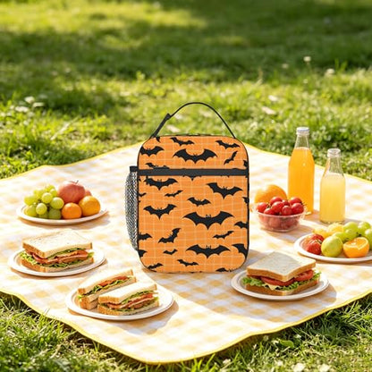 Halloween Bat Kids Lunch Bag Insulated Lunch Box Cooler Freezable Meal Prep Bag with Shoulder Strap Waterproof Lunch Container for Boys Girls School Office Picnic - color: Halloween Bat