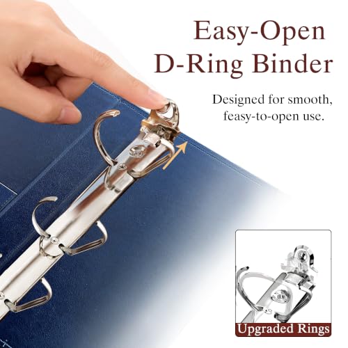 Oversized 1 Inch D-Ring 3 Ring Binder, Faux Leather, Blue | Faux leather inside and out; fits 8.5 x 11 paper, sheet protectors, dividers, recipes, certificates, and files. - color: Blue, size: 1 Inch