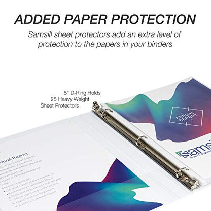 Samsill Durable 0.5 inch 3 Ring Binder, D Ring Binder, 100% Recycled Chipboard, White - color: White, size: 1 Pack, style: 0.5 Inch