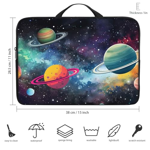Laptop Sleeve Bag with Handle Computer Protective Soft Cover Case for 14 Inch 13 Inch Laptop,Colorful Planet - color: Colorful Planet