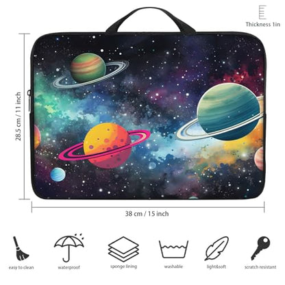 Laptop Sleeve Bag with Handle Computer Protective Soft Cover Case for 14 Inch 13 Inch Laptop,Colorful Planet - color: Colorful Planet