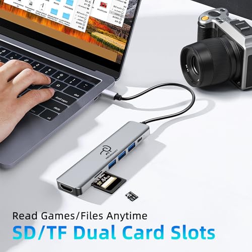 USB C Hub 7 in 1 Adapter, 4K HDMI, 100W PD, 3 USB-A, SD/TF Card Reader, USB C Docking Station for MacBook Pro/Air, Dell XPS, HP, Lenovo Thinkpad, ASUS