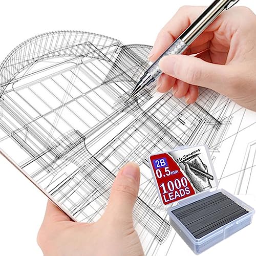 1000Pcs Mechanical Pencil Lead Core 0.5 0.7 0.9 1.3 2mm 2B Large Capacity Replaceable Pencil Refill Student Gift Box (1.3mm)