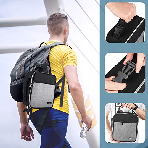 Lunch Bag, Durable Insulated Lunch Box Reusable Adults Tote Bag Lunch Bag for Men, Women, Adults (Black Gray) - color: Black Gray