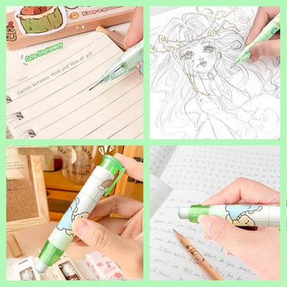 Cute Green Dinosaur Mechanical Pencil Set Include 8Pcs Kawaii Mechanical Pencils,2 Tubes Mechanical Pencil Lead Refills,2Pcs Dinosaur Erasers,for Office School Supplies - style: Dinosaur