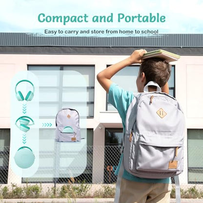 TONOSHARK Kids Bluetooth Headphones with Active Noise Cancelling, Wireless Over-Ear Headphones for Boys Girls, Foldable, Adjustable,40H Playtime, Mic for School Travel (Mint Green) - color: Mint Green