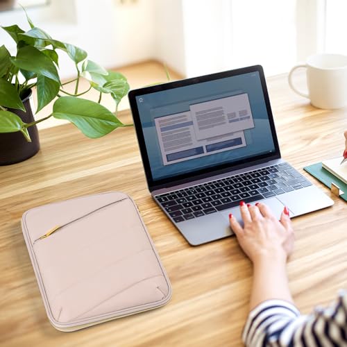 Puffy Tablet Sleeve 9-11", Fits iPad with Hard Case or Keyboard Case On | Water-repellent quilted shell, padded; iPad Air 11" & Galaxy Tab S9/S8 fit; charger & earbuds pockets, commute & travel ready - color: Puffy Khaki, size: 9-11