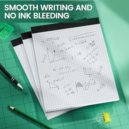 Graph Paper 8.5 X 11, 3 Pack, 4x4 Quad Ruled, Grid Paper Pad 8-1/2" X 11.75", Grid Pad 8.5 X 11.75, Engineering Notebook, Easy Tears Off, White 70 Gsm Graft Paper - style: 3 Pack