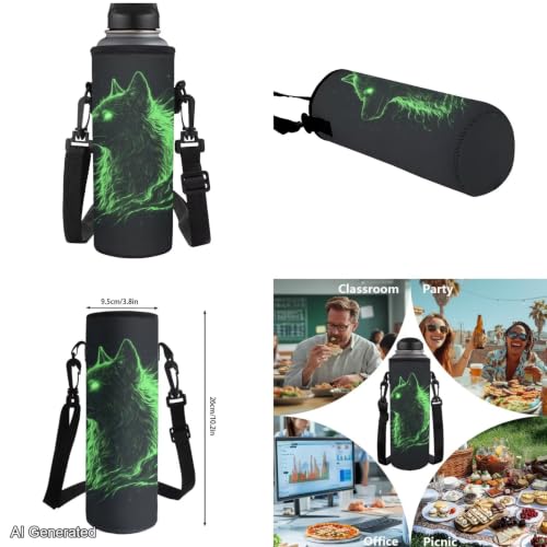 Green Galaxy Wolf Backpack for Girls Boys Backpack with Lunch Box for Boys Set of 4 School Backpacks Matching Combo Back to School Gifts and Pencil Case Pouch for Teens Children Ages 6-12 - color: Cool Green Galaxy Wolf