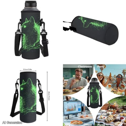 Green Galaxy Wolf Backpack for Girls Boys Backpack with Lunch Box for Boys Set of 4 School Backpacks Matching Combo Back to School Gifts and Pencil Case Pouch for Teens Children Ages 6-12 - color: Cool Green Galaxy Wolf