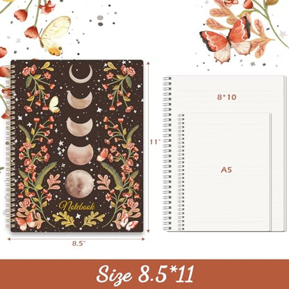 Spiral Notebook - Notebooks Spiral Bound with Back Pocket, Journal Notebook | Spiral Journal for Women, 8.5" x 10.5", 144 Pages, College Ruled Writing Notebook, 100gsm Paper, for Office & School