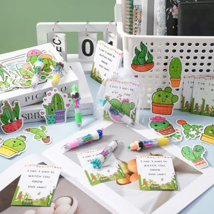 Back To School Student Gift Set Classroom Welcome Kit 24 Pack | 122 Pcs Student Gift Set Includes Pens Cards Gift Bags Cactus Stickers For Classroom Welcome First Day Desk Surprise Activity