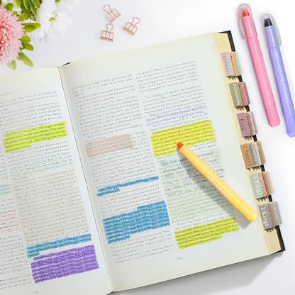 DazSpirit 12 Bright No Bleed Bible Gel Highlighters & 5 Pens with 90 Laminated Bible Tabs, Aesthetic Bible Journaling Kit School Supplies for Women & Men(73 Pre-Printed & 17 Blank Tabs) - color: Bright Gel Highlighters + Color Pens + Tabs