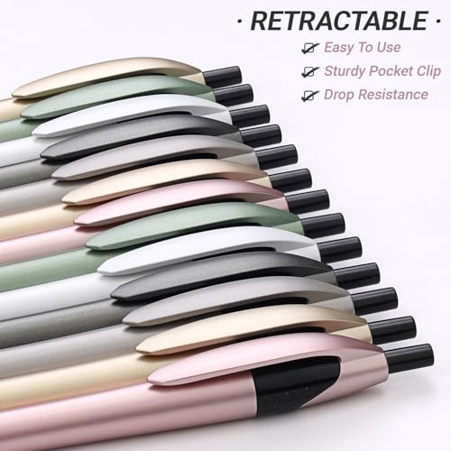 Pens Bulk, 60 Pack Gripped Slimster Ballpoint Pens -Luxe Metallic | Black Ink 1.0mm No Bleed No Skip Smooth Writing, Aesthetic Office Pens for Teacher Student, Front Desk & Corporate Gifting - style: Metallic