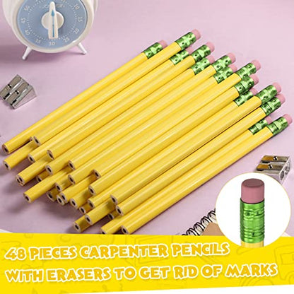 Fainne 48 Pcs Fat Pencils Jumbo Big Thick Large Pencils and 3 Pieces Sharpeners for Kids Beginners Preschoolers Kindergarten School Office Supplies(Yellow+Green,Triangle) - color: Pink,Yellow, style: Triangle