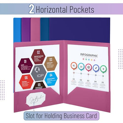 Mr. Pen- Plastic Folders with Pockets, 5 pcs | Aesthetic File Folder with Business Card Slot, 2-Pocket Folder, Back to School, Office, Filing Supplies - color: Outer Space, size: 5 Pack