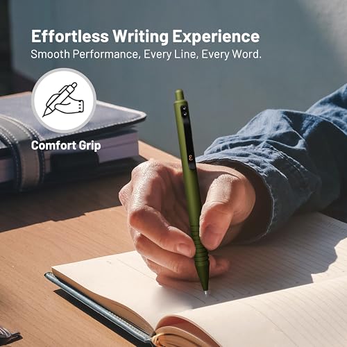 Everyman OD Green Super Matte Grafton Pen & Refill Set | Refillable Metal 0.7mm Gel Pen with 3 Smooth Black Ink Refills | Premium EDC Writing Tool for Office, Work, Travel & Gifting - color: OD Green, style: Pen with Refills Bundle