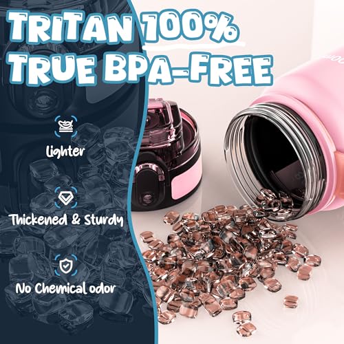 OLDLEY Kids Water Bottle for School, 17 oz (2 lids) BPA-Free Reusable Leak-proof Durable Tritan Plastic Water Bottles with Straw & Chug Lids, Anti-dust Spout Cover (Pink Blue) - color: A-Pink Blue, size: 17 Ounces