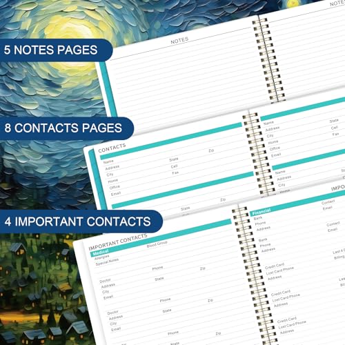2026 Monthly Planner - 2026 Planner, Monthly Calendar 2026, Jan. 2026 - Dec. 2026, 9" x 11", 12 Month with Tabs & Pocket, Flexible Cover, Twin-Wire Binding, Thick Paper - Starry Skies Painting