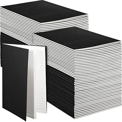 Mimorou 100 Pcs Journals Notebooks Bulk - Kraft Softcover A5 Small Notebooks 5.5 Inch x 8.3 Inch Notepads with 60 Page 30 Sheet for Writing Sketch Travel Office Supplies(Black,Lined) - color: Black, style: Lined