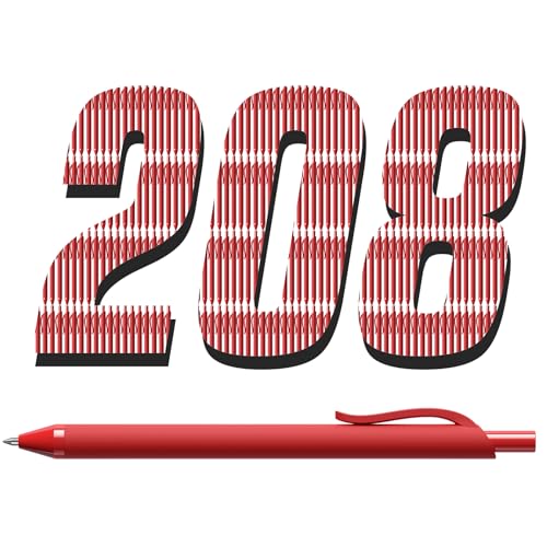 208 Pack Red Pens - Bulk Pens 1.0mm No Bleed Retractable Ballpoint Pens | Medium Point Smooth Writing Black Ink Click Pen for Waitress, Server, Office, business - color: Red (Red ink)