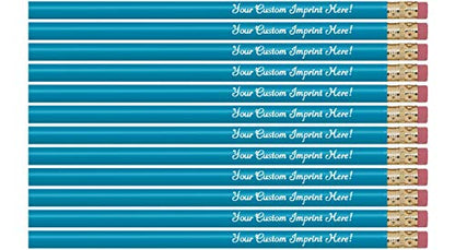 Personalized Pencils Round Custom Imprinted with your Name - Text - Logo - Message- 12 pkg - Includes Personalization- Customizable - Great Gift Idea (Dark Turquoise) - color: Dark Turquoise