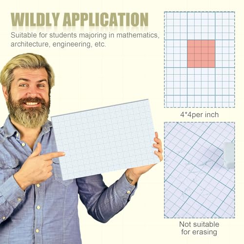 Ctosree 24 Pack Graph Paper Pads 8.5" x 11", 4x4 Quad Ruled, 50 Sheets/100 Pages Back to School Graph Paper for Engineer Architect Designer Mathematician Draftsman - color: blue